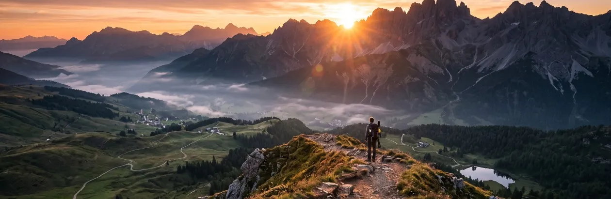 Sunrise over a mountain ridge